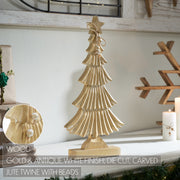 Yuletide Glow Brushed Gold Wooden Tree 21x10.25x2