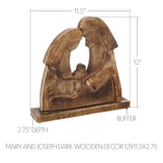 Mary and Joseph Dark Wooden Decor 12x11.5x2.75