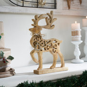 Ornate Prancer Wooden Reindeer Large 16.5x11.75x2.25