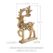 Ornate Prancer Wooden Reindeer Large 16.5x11.75x2.25