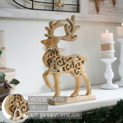 Ornate Prancer Wooden Reindeer Large 16.5x11.75x2.25
