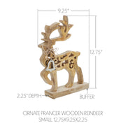 Ornate Prancer Wooden Reindeer Small 12.75x9.25x2.25