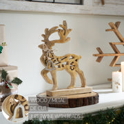 Ornate Prancer Wooden Reindeer Small 12.75x9.25x2.25