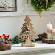 Ornate Evergreen Natural Wooden Tree 11.75x8x2.5