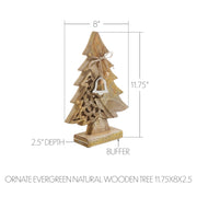 Ornate Evergreen Natural Wooden Tree 11.75x8x2.5