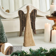 Natural and Dark Wooden Angel Large 12.25x5.5x1.5