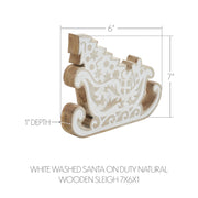 White Washed Santa on Duty Natural Wooden Sleigh 7x6x1