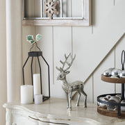 Shiny Silver Reindeer Figurine 12x8x2.75