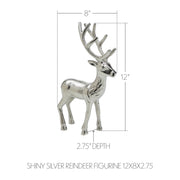 Shiny Silver Reindeer Figurine 12x8x2.75