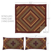Heritage Farms King Quilt Set; 1-Quilt 105Wx95L w/2 Shams 21x37 5pc Bundle (Quilt-Shams, Pillow Cases)