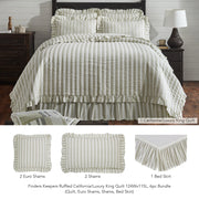 Finders Keepers Ruffled California/Luxury King Quilt 124Wx115L 6pc Bundle (Quilt, Euro Shams, Shams, Bed Skirt)