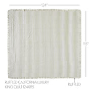 Finders Keepers Ruffled California/Luxury King Quilt 124Wx115L 6pc Bundle (Quilt, Euro Shams, Shams, Bed Skirt)