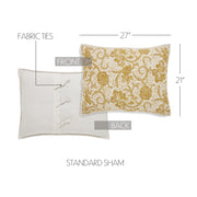 Dorset Gold Floral Queen Quilt 90Wx90L 8pc Bundle (Quilt, Pillow Cases, Euro Shams, Bed Skirt, Shams)