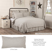 Hatteras Seersucker Blue Ticking Stripe California King Quilt Coverlet 130Wx115L 3pc Bundle (Coverlet, Pillow Cases)