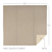 Sawyer Mill Charcoal Ticking Stripe King Quilt Coverlet 105Wx95L 3pc Bundle (Coverlet, Shams)