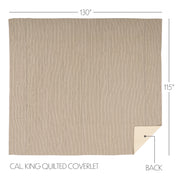 Sawyer Mill Charcoal Ticking Stripe Quilt California King Coverlet 130Wx115L 3pc Bundle (Coverlet, Shams)