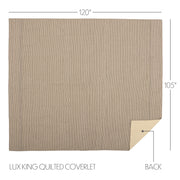 Sawyer Mill Charcoal Ticking Stripe Quilt Luxury King Coverlet 120Wx105L 3pc Bundle (Coverlet, Shams)