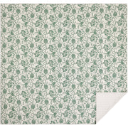 Dorset Green Floral King Quilt 105Wx95L 8pc Bundle (Quilt, Bed Skirt, Pillow Cases, Shams, Euro Shams)