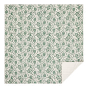 Dorset Green Floral Queen Quilt 90Wx90L 8pc Bundle (Quilt, Bed Skirt, Pillow Cases, Shams, Euro Shams)