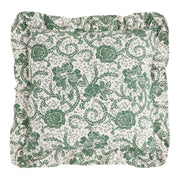 Dorset Green Floral Queen Quilt 90Wx90L 8pc Bundle (Quilt, Bed Skirt, Pillow Cases, Shams, Euro Shams)