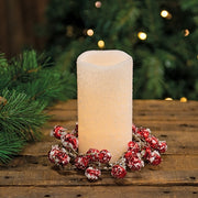 Joyful Red Jingle Bells with Snow Candle Ring - 3.5"