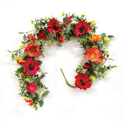Sunset Poppy & Blooms Garland - 4 Ft