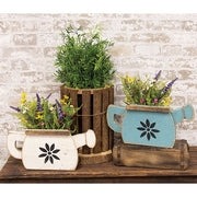 Rustic Wood Watering Can Planter  (2 Count Assortment)