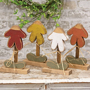 Mini Rustic Wood Drooping Daisy on Base - 9.75"H  (4 Count Assortment)