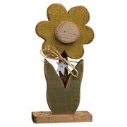 Rustic Wood Daisy on Base - 15.5"H  (3 Count Assortment)