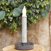 Antiqued Gray Scalloped Taper Holder