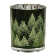 Wooden Tray with Glass Votives - Vase - and Velvet Reindeer (Set of 5)