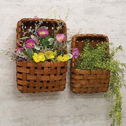 Brown Tobacco Wall Pocket Baskets (Set of 2)