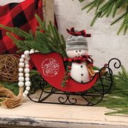 Vintage Red Metal Merry Christmas Sleigh