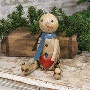 Vintage Metal Sitting Heart Belly Snowman