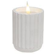 White Fluted Pottery LED Candle - 3" x 4"