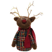 Stuffed Flannel Baby Reindeer with Red Scarf