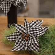 Small Black/White Plaid Poinsettia Spray