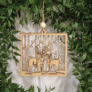 Snowy Winter Deer Forest Ornament