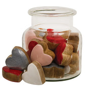 Little Wooden Hearts in Glass Jar (Set of 21)