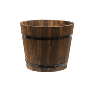 Distressed Wooden Barrel Planters (Set of 5)