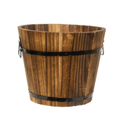 Distressed Wooden Barrel Planters (Set of 5)
