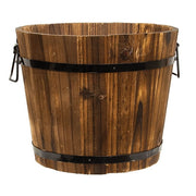 Distressed Wooden Barrel Planters (Set of 5)