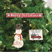 Merry Christmas Sign Ornament with Rusty Wire Hanger