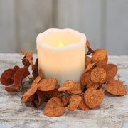 Penny Leaf Candle Ring - Red - 3.5"