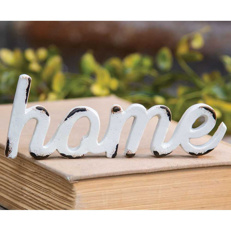 Home Distressed White Resin Sitter