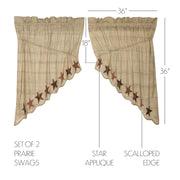 Abilene Star Prairie Swag Set of 2 36x36x18