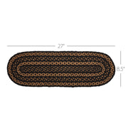 Black & Tan Jute Stair Tread Oval Latex 8.5x27