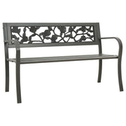 Garden Bench Steel Grey Powder-Coated Steel 3-Seater