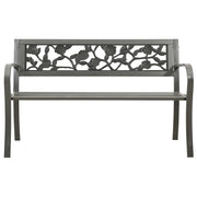 Garden Bench Steel Grey Powder-Coated Steel 3-Seater