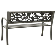 Garden Bench Steel Grey Powder-Coated Steel 3-Seater